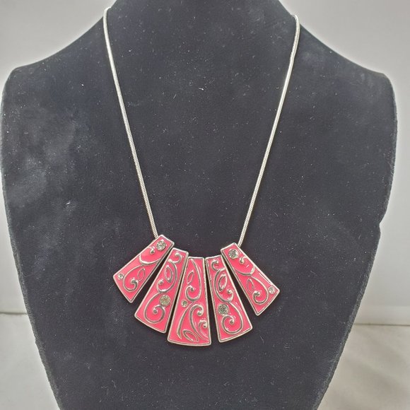 Christopher & Banks silver chain and pink metal piano bar necklace - Picture 1 of 6